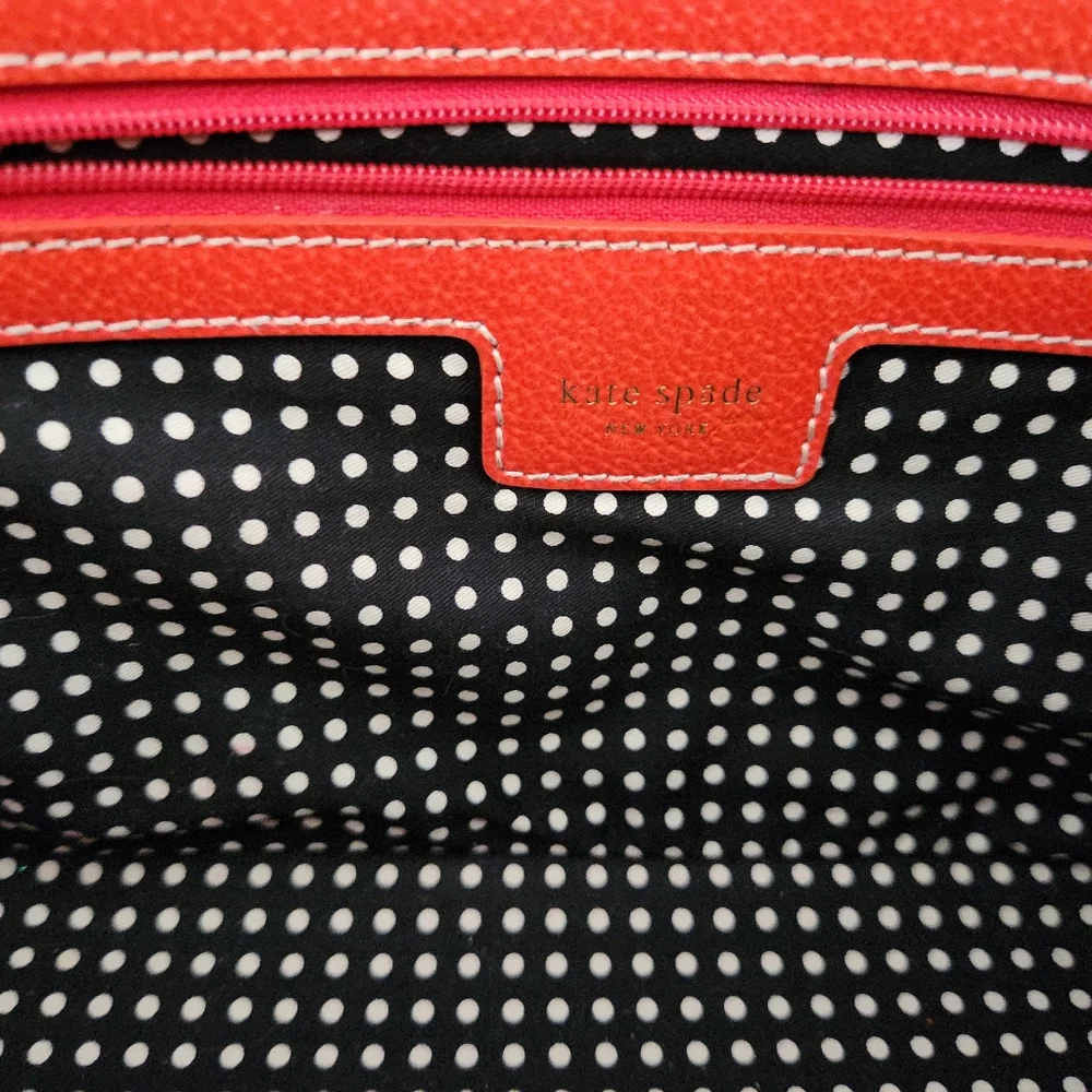 Kate Spade Orange Leather Satchel – Polka Dot Interior| MSRP $298